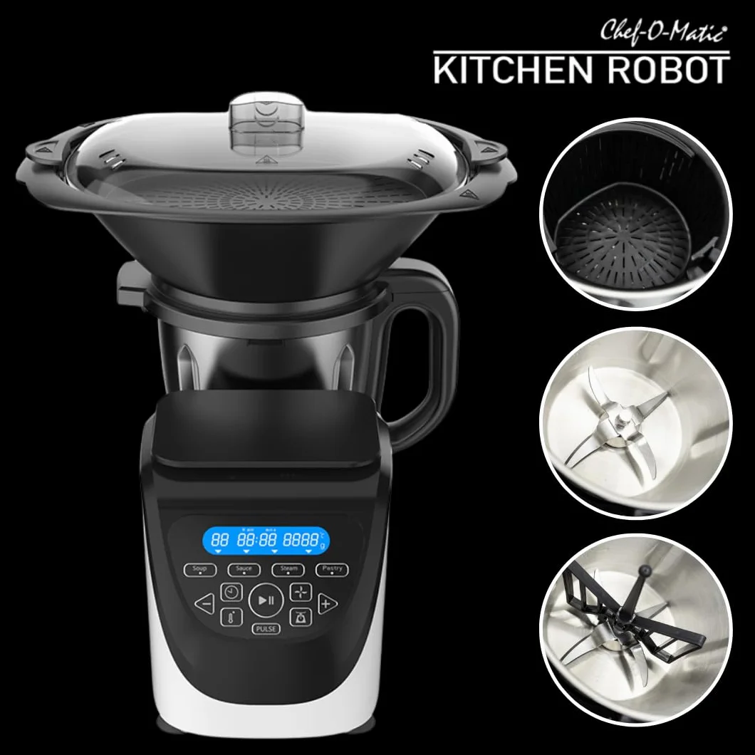 Best Direct Robot kuchenny z funkcją gotowania Chef-O-Matic Kitchen Robot, 1000 W, miska 3,00 l, z przystawką do gotowania na parze, waga cyfrowa