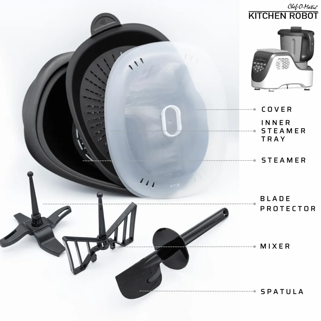 Best Direct Robot kuchenny z funkcją gotowania Chef-O-Matic Kitchen Robot, 1000 W, miska 3,00 l, z przystawką do gotowania na parze, waga cyfrowa